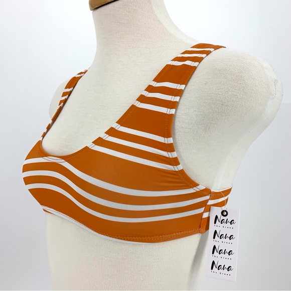 NaNa NWT Orange Striped LES ILES Naomi Bralette Bikini Top, XS - Picture 2 of 16
